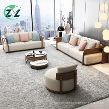 Linen Fabric Sofa Set Solid Wood Sectional Sofa